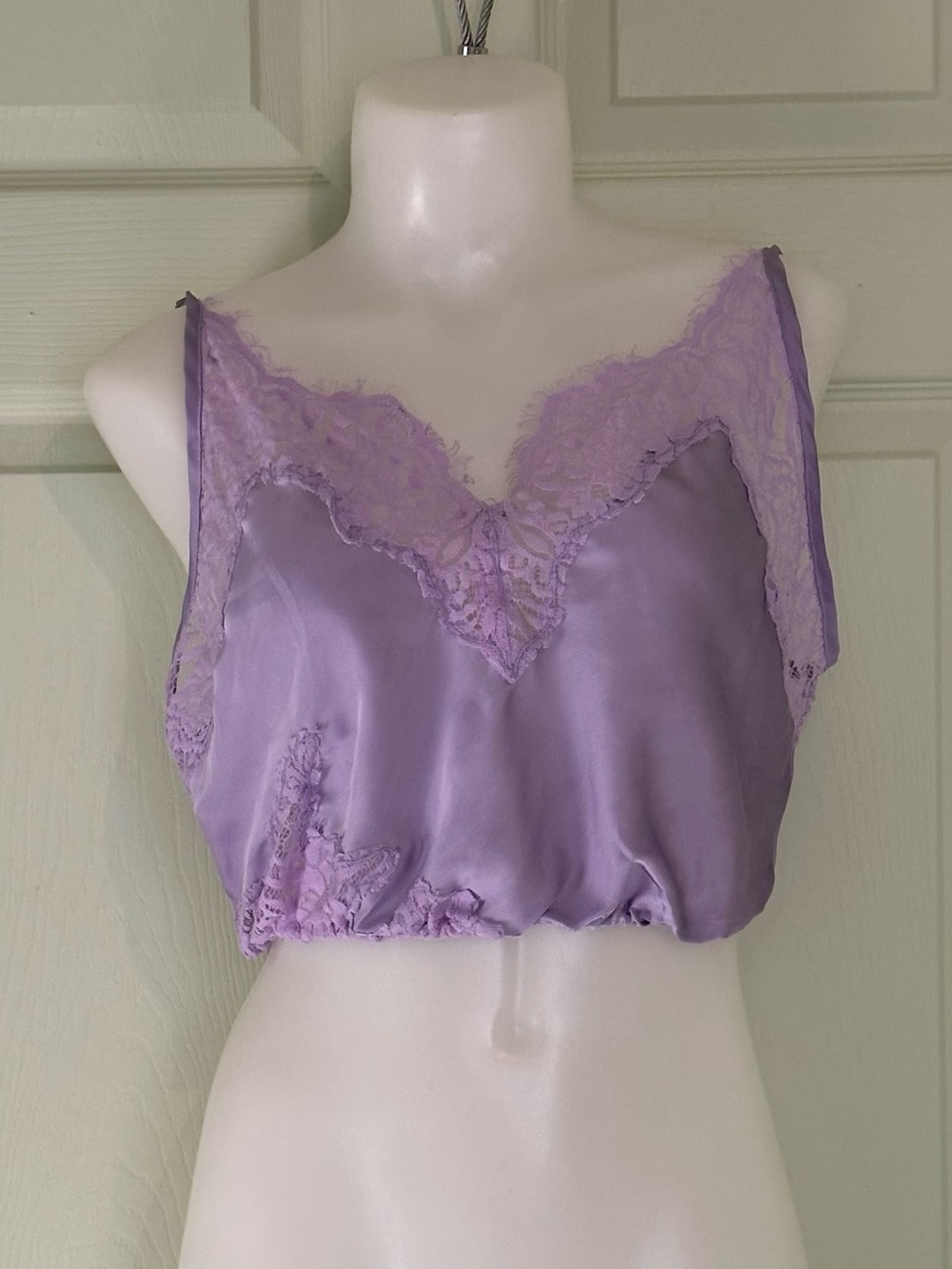 Intimately Free People Lavender Satin & Lace Cropped Cami Top - Size S